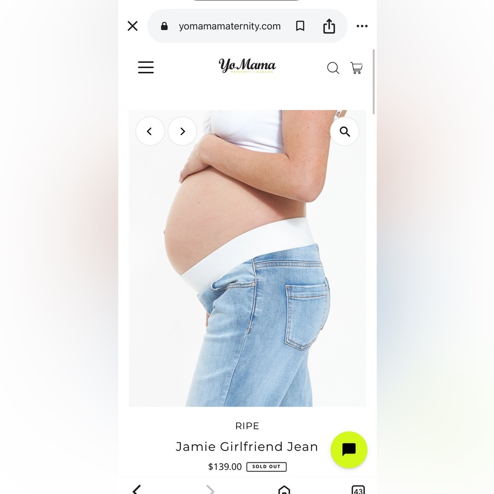Ripe Jamie Girlfriend Maternity Jeans — Light Blue Wash